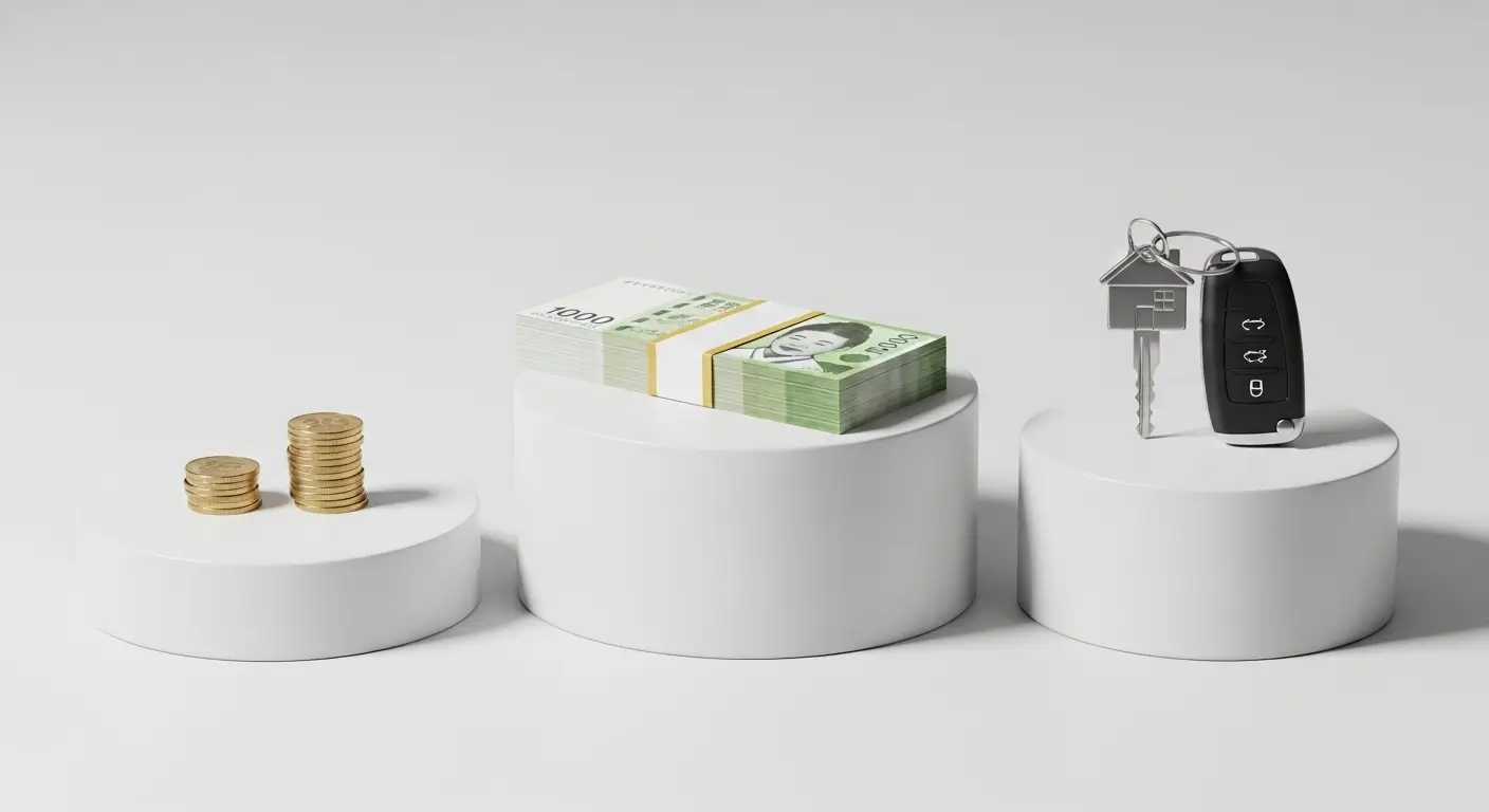 바로바로론에서 취급하는 소액대출, 고액대출, 담보대출 상품을 상징하는 이미지