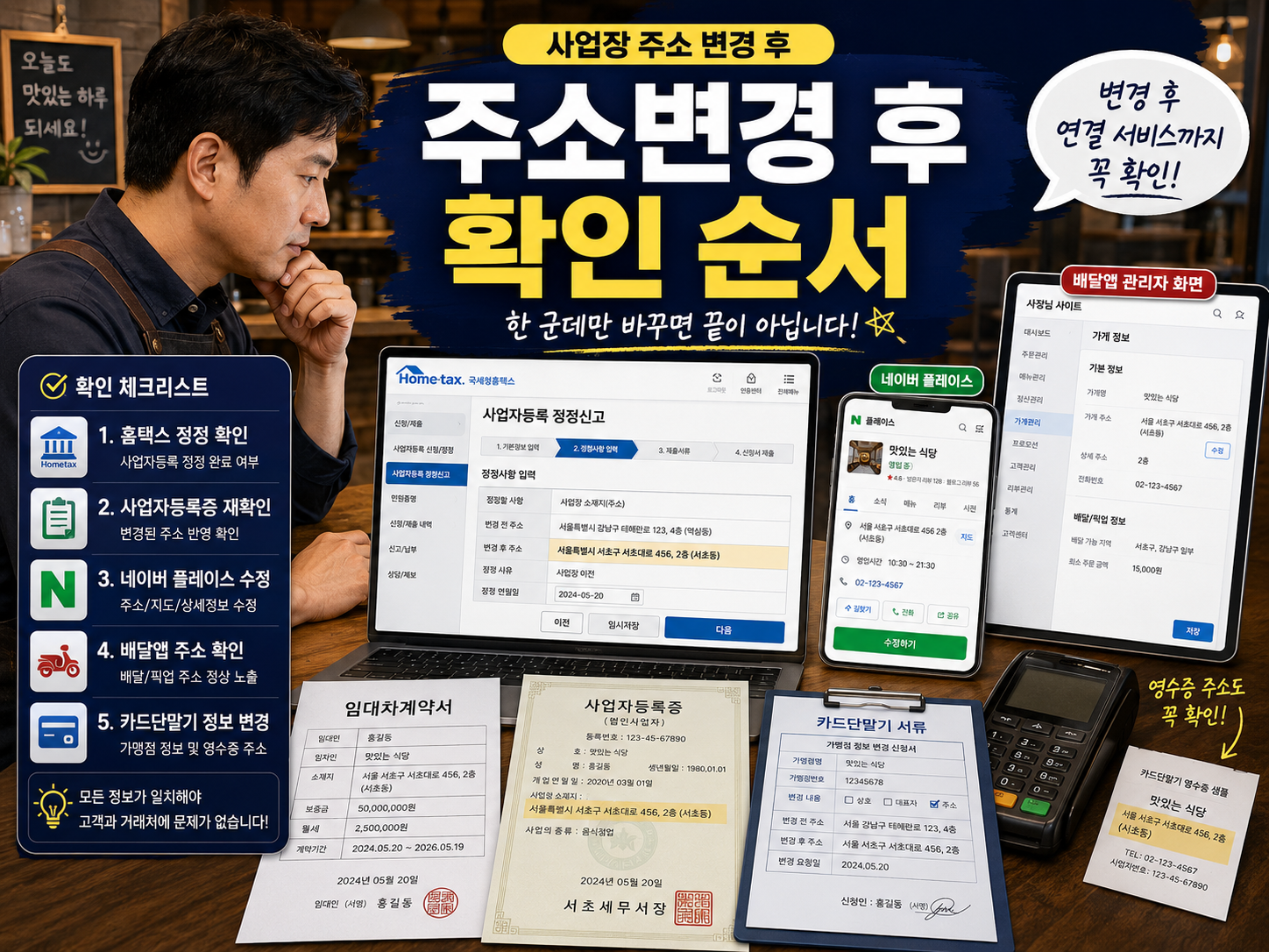 사업자등록증 주소변경 후 홈택스 정정과 매장 정보 수정 순서
