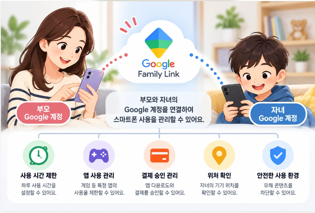 부모와 자녀의 Google 계정 연결하기