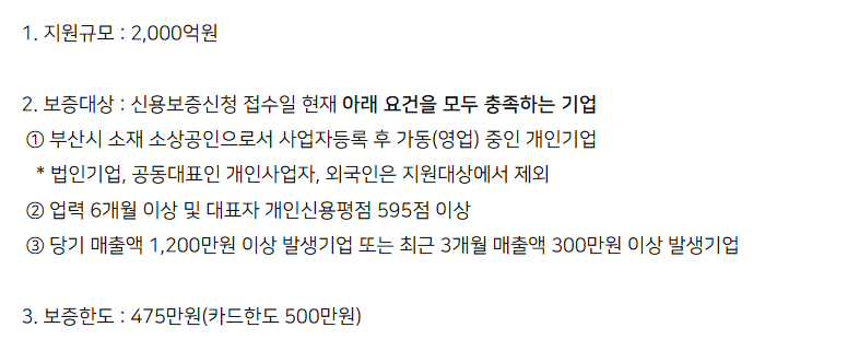 부산 소상공인 신용카드 지원규모 및 대상