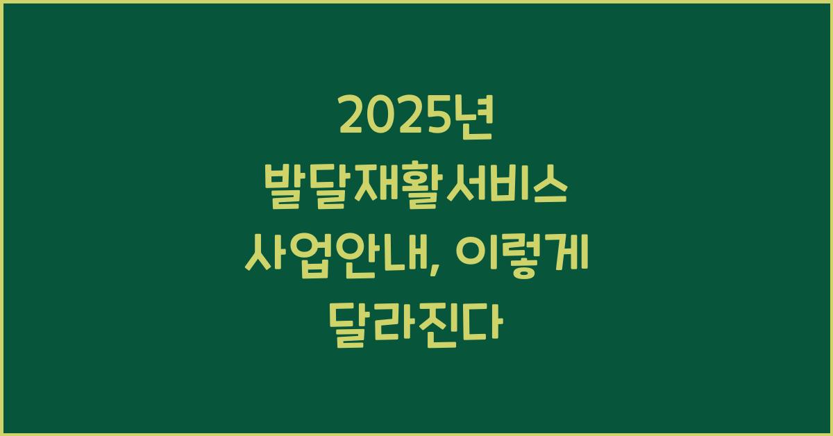 2025년 발달재활서비스 사업안내