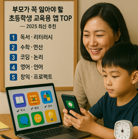 부모가 꼭 알아야 할 초등학생 교육용 앱 TOP 5 – 2025 최신 추천