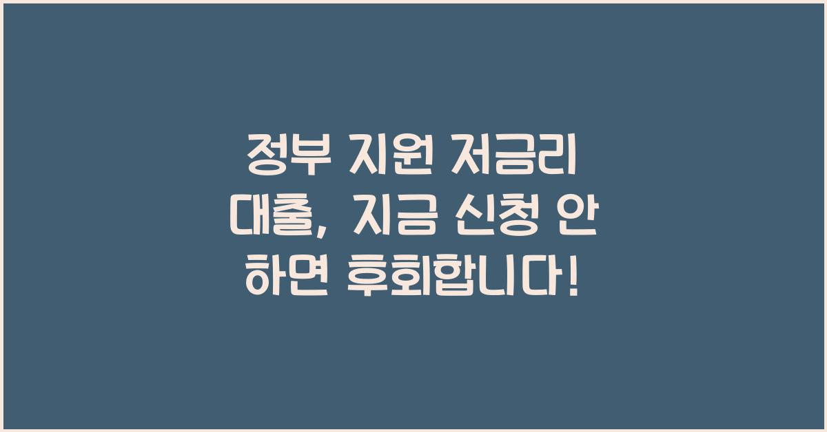 정부 지원 저금리 대출