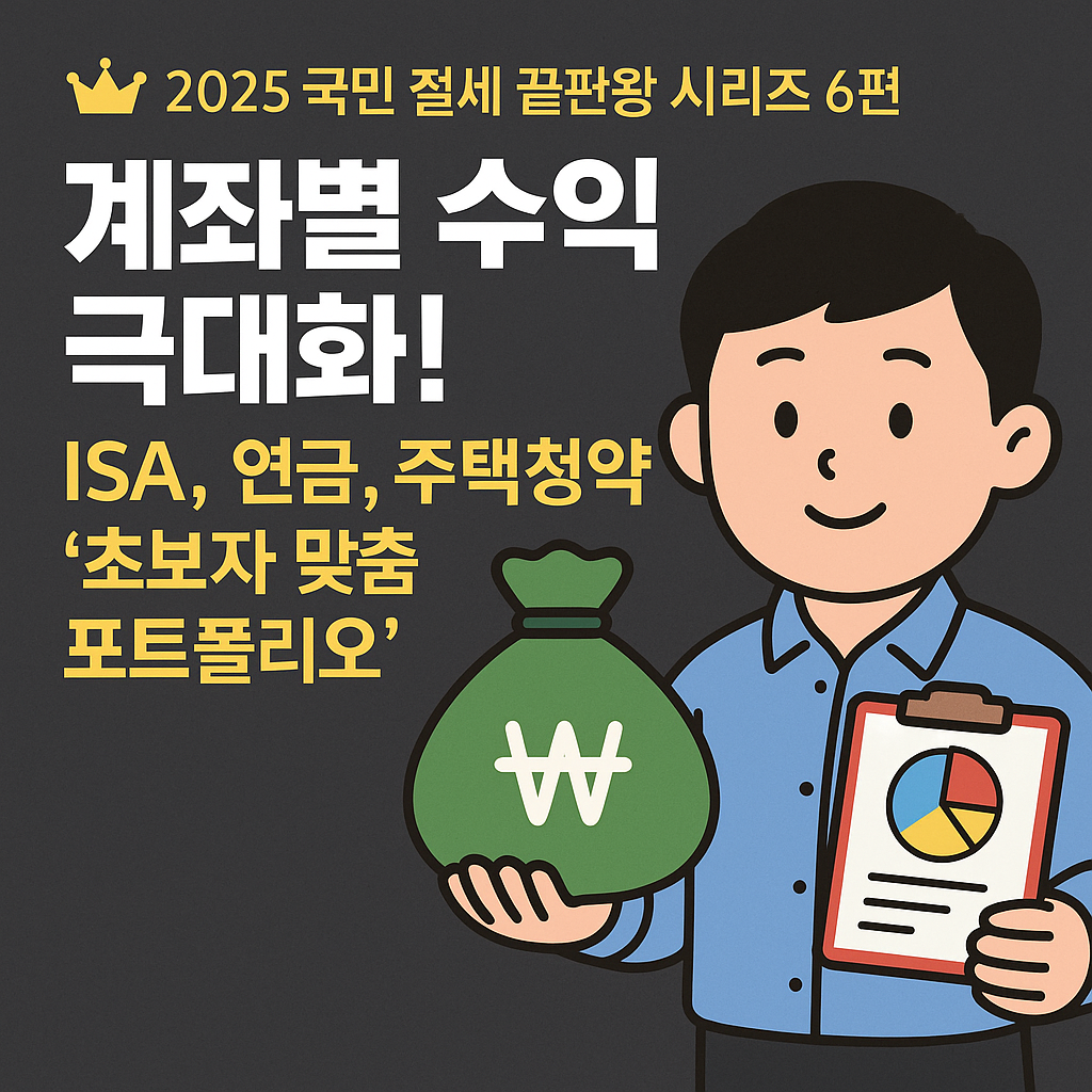 2025 국민 절세 끝판왕 시리즈 6편: 계좌별 수익 극대화! ISA, 연금, 주택청약 '초보자 맞춤 포트폴리오' 심층 분석