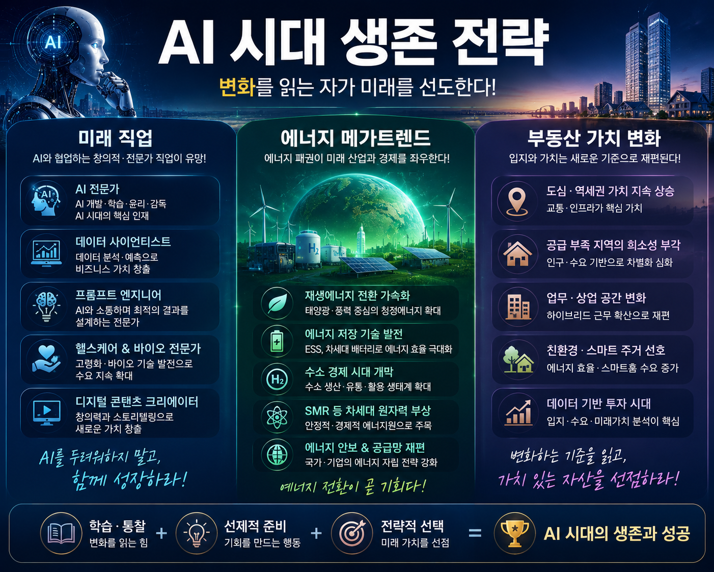 AI 시대 생존 전략 (미래 직업, 에너지, 부동산 가치 변화)