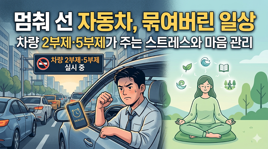 멈춰 선 자동차, 묶여버린 일상 : 차량 2부제·5부제가 주는 스트레스와 마음 관리