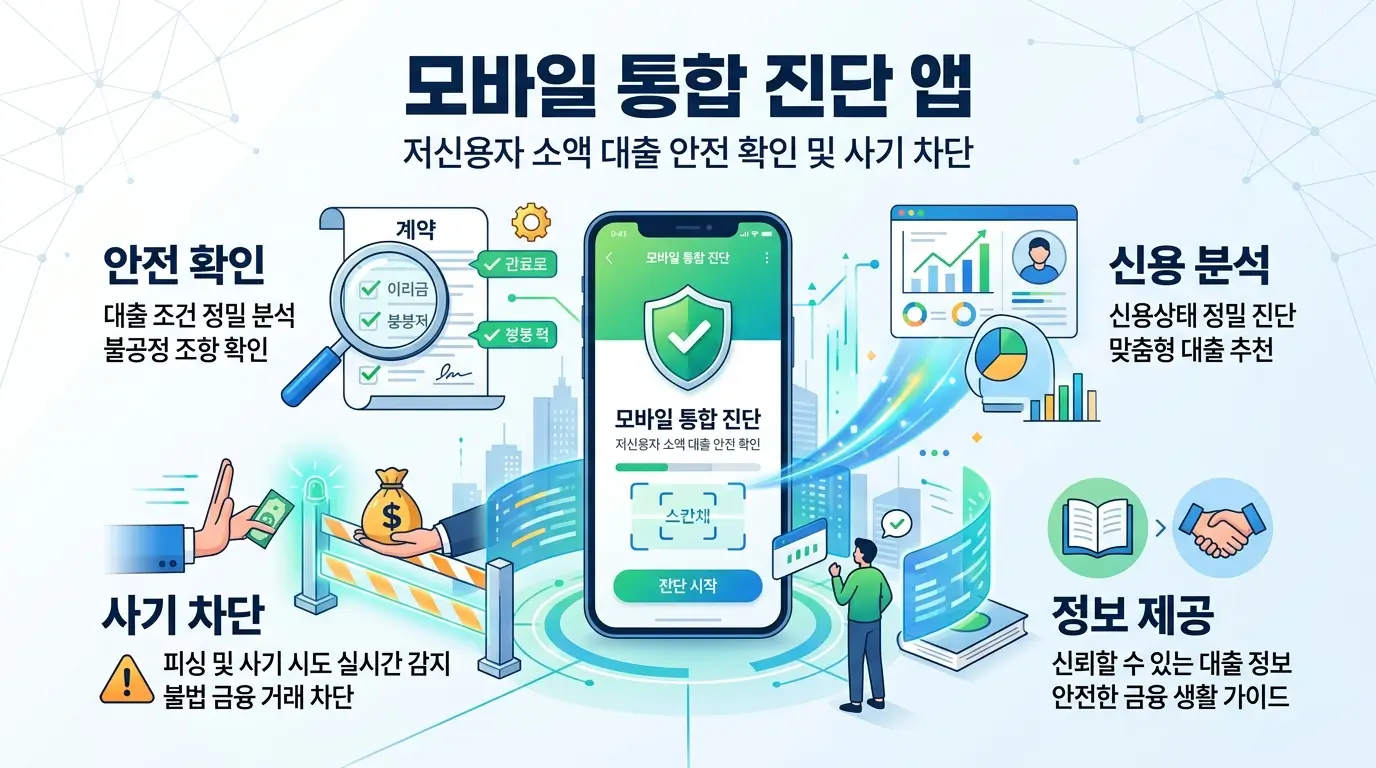 모바일 통합 진단 앱 저신용자 소액 대출 안전 확인 및 사기 차단
