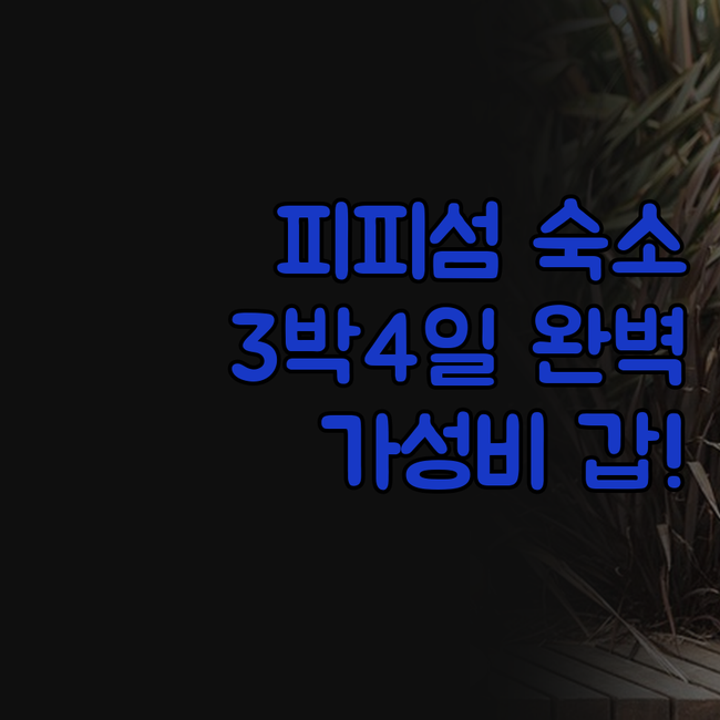 피피섬 숙소 고민? 3박 4일 완벽 ..