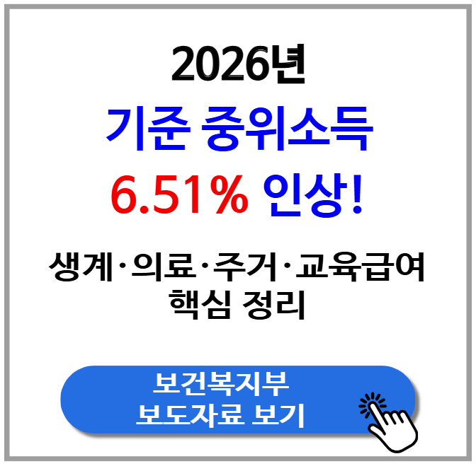 2026년 기준 중위소득 인상! 생계&middot;의료&middot;주거&middot;교육급여 핵심 정리