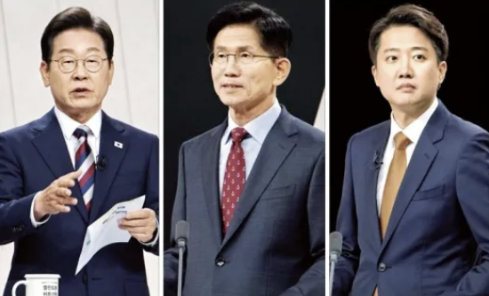 언론 정책 토론에 나선 대통령 후보: 이재명, 김문수, 이준석