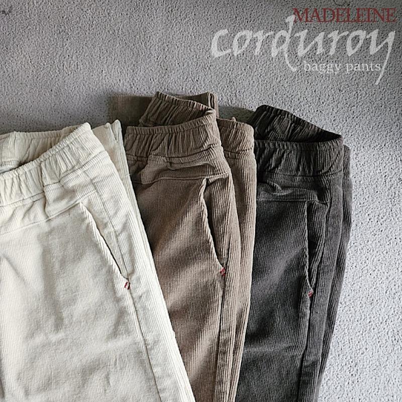 기모 골덴바지 따뜻한 배기바지 코듀로이팬츠 빅사이즈 베이지