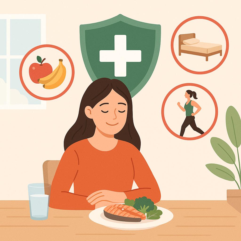 면역력 향상을 위해 야외에서 건강한 생활을 실천하는 여성의 모습