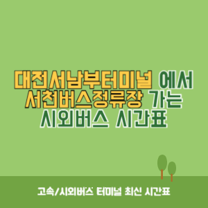 대전서남부터미널에서 서천버스정류장 가는 시외버스 시간표 최신정보