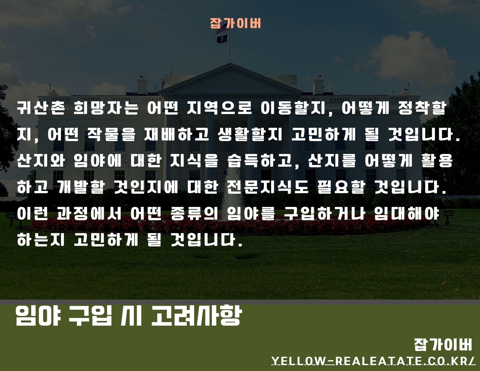 임야 구입 전 확인할 고려사항을 정리한 이미지
