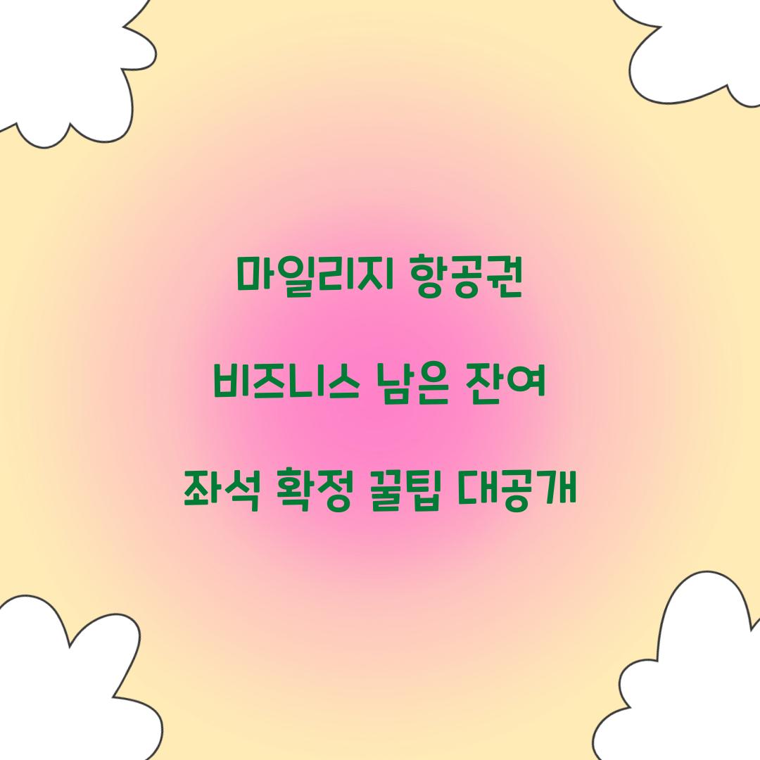 마일리지 항공권 비즈니스 남은 잔여 좌석 