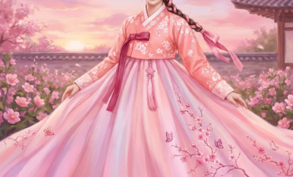 분홍색 한복 일러스트