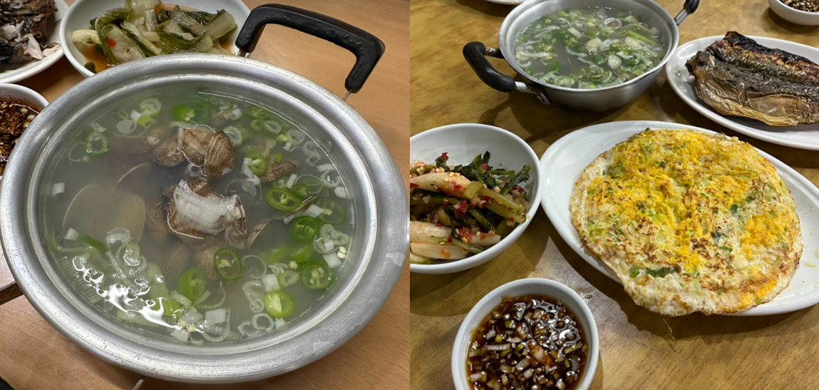 조갯국,-고등어구이,-계란전-등-푸짐한-기본-안주들