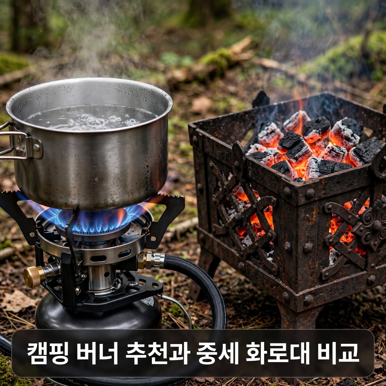 캠핑 버너 스토브 추천 현대 고화력 이소가스 버너 및 중세 야영 금속 화로대 비교