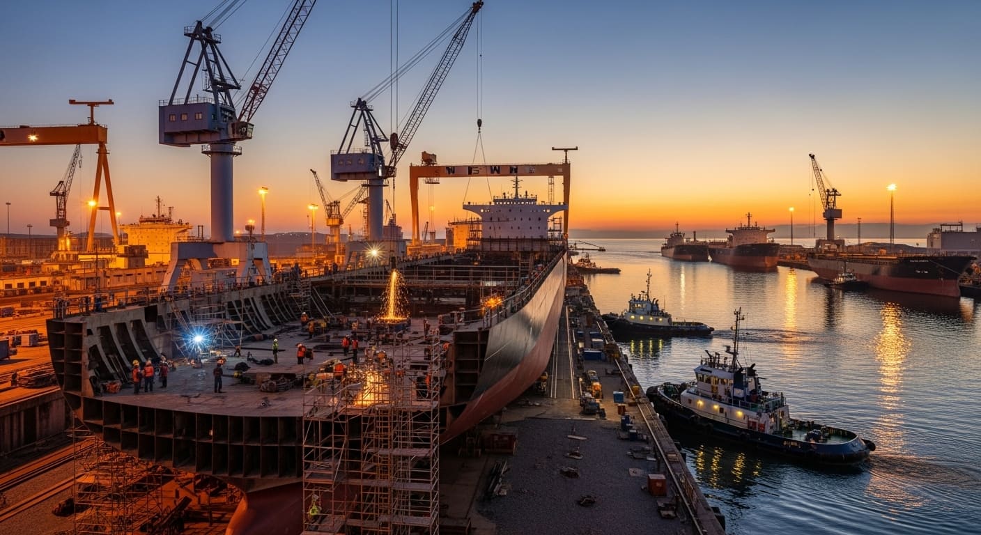 해상 건설 현장에서 설치되는 구조물