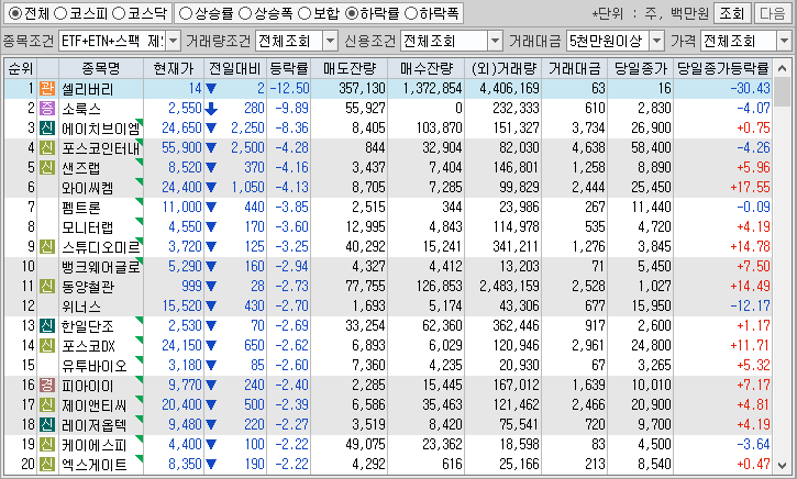 시간외 단일가 특징주