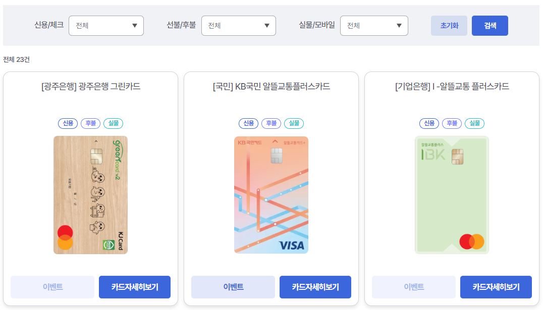 광역 알뜰교통카드 신용카드 신청