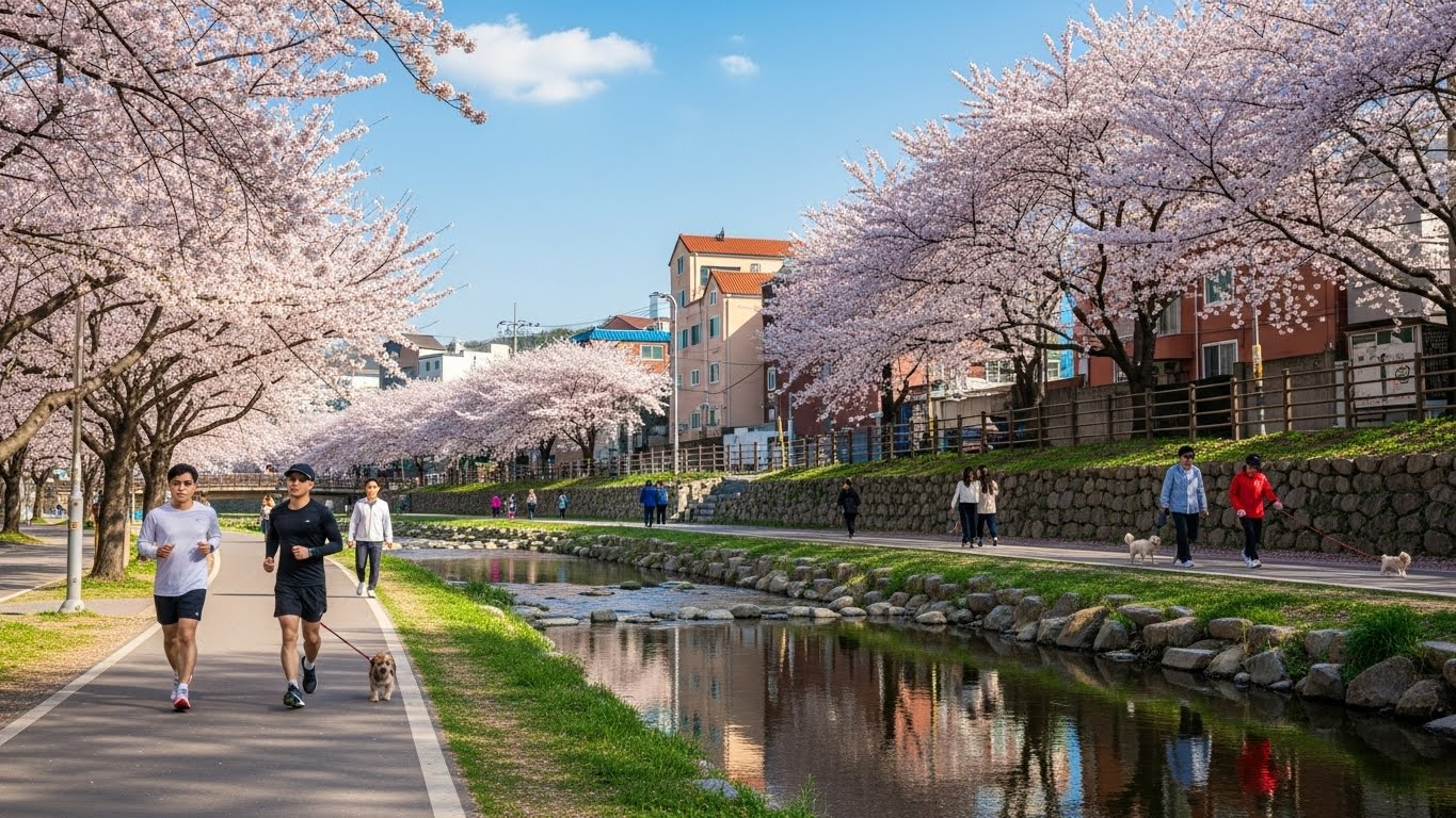 성북천 산책로의 풍경