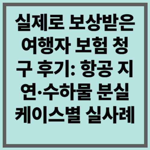 실제로 보상받은 여행자 보험 청구 후기: 항공 지연·수하물 분실 케이스별 실사례