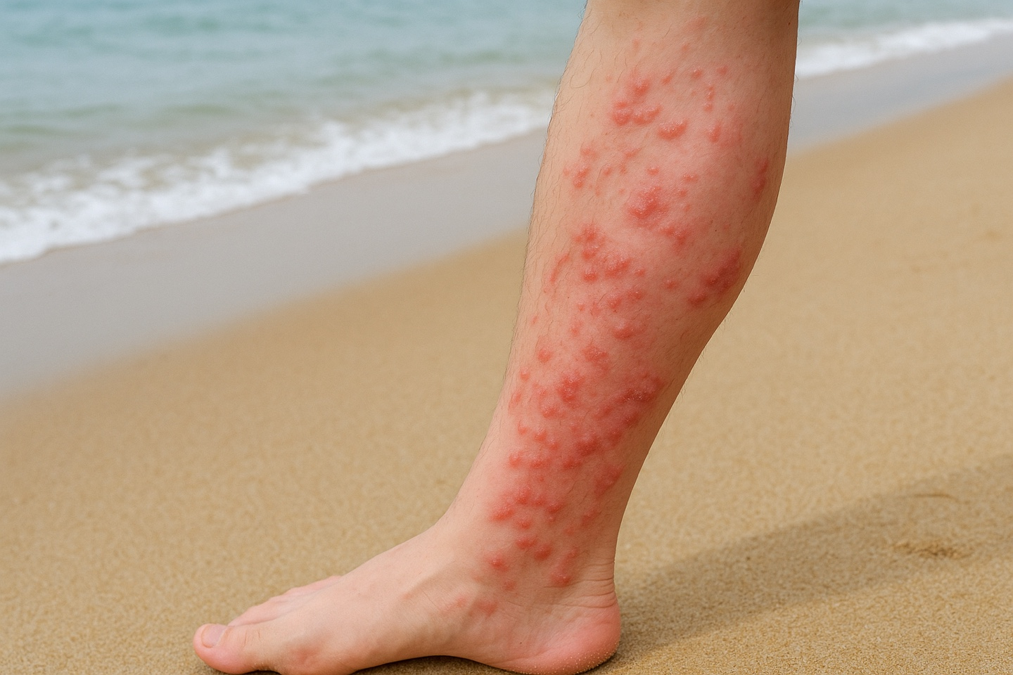 해수욕장 해파리 물림 사고 사진