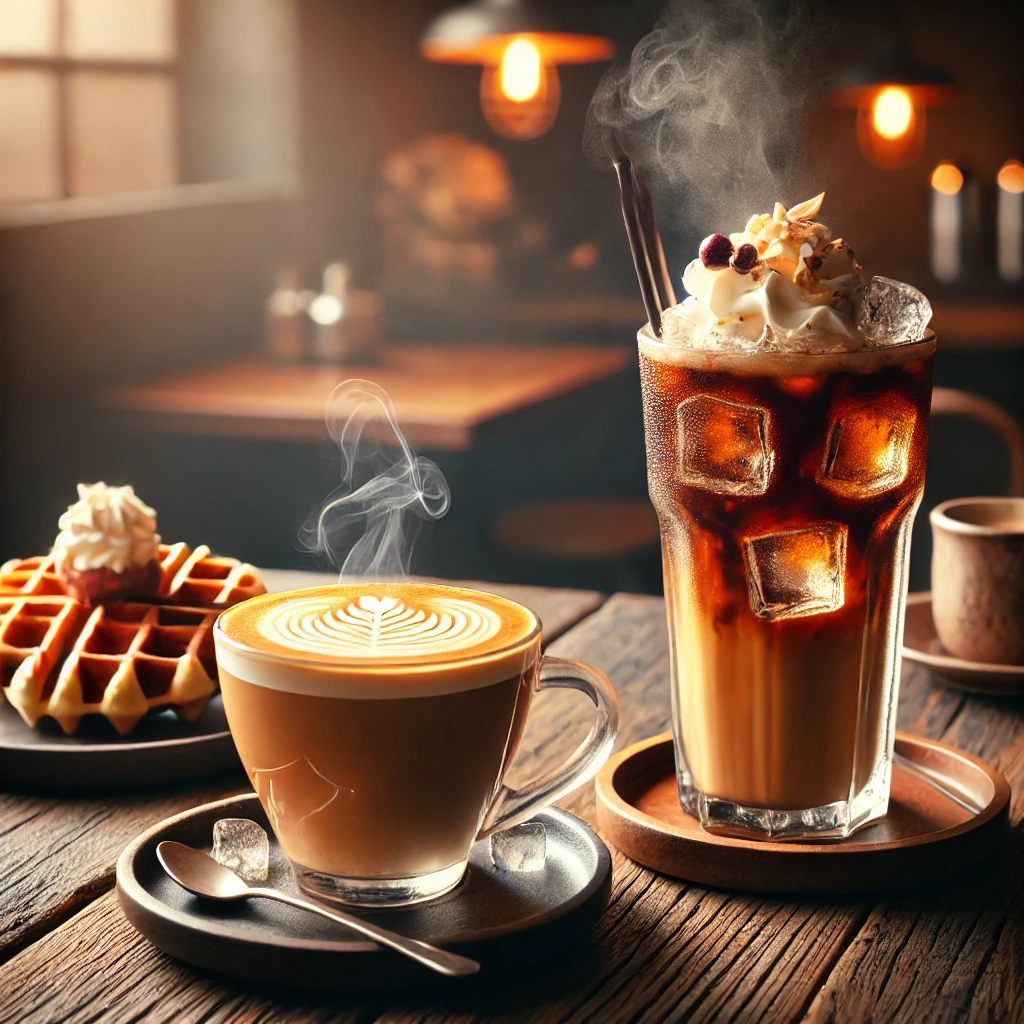 와플 따뜻한라떼 아이스아메리카노