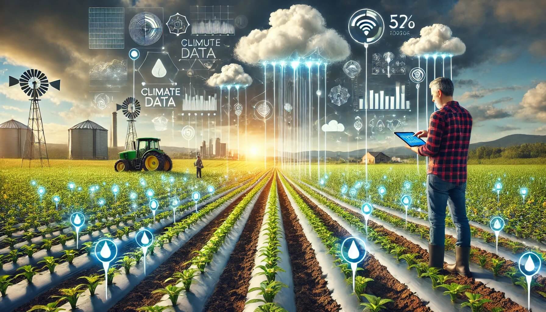 기후 데이터를 분석하고, 작물별로 최적화된 조건을 파악하는 이미지