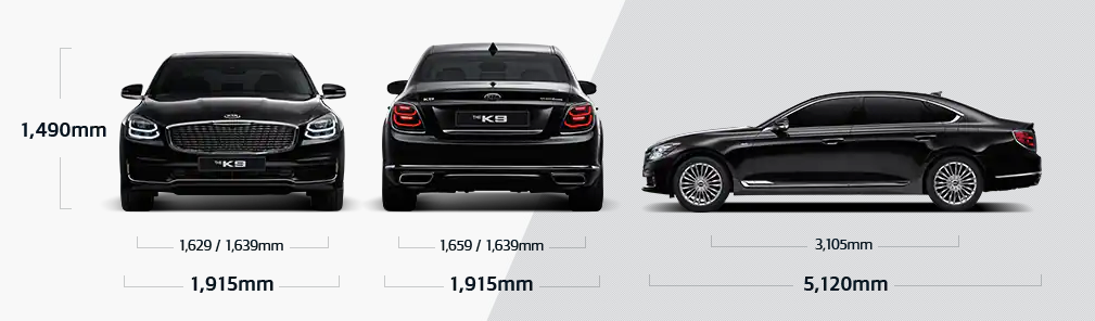 K9 사이즈 : 제네시스 G90과 크기가 비슷