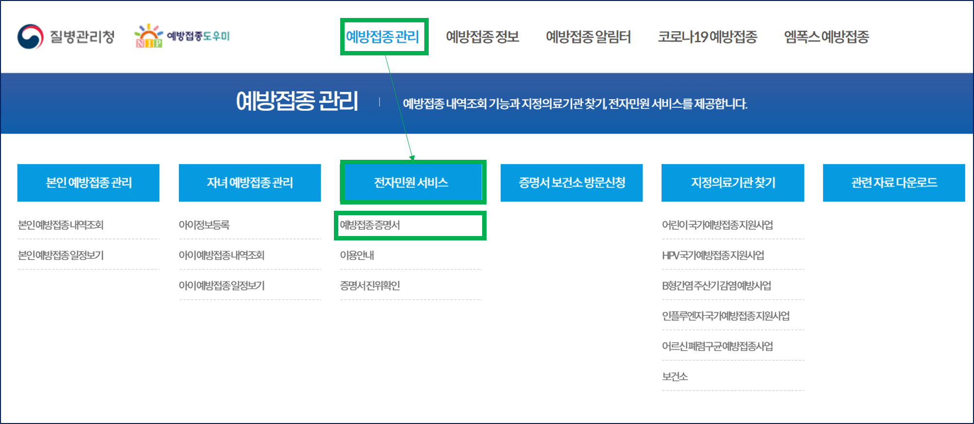 예방접종 증명서 인터넷 발급 1