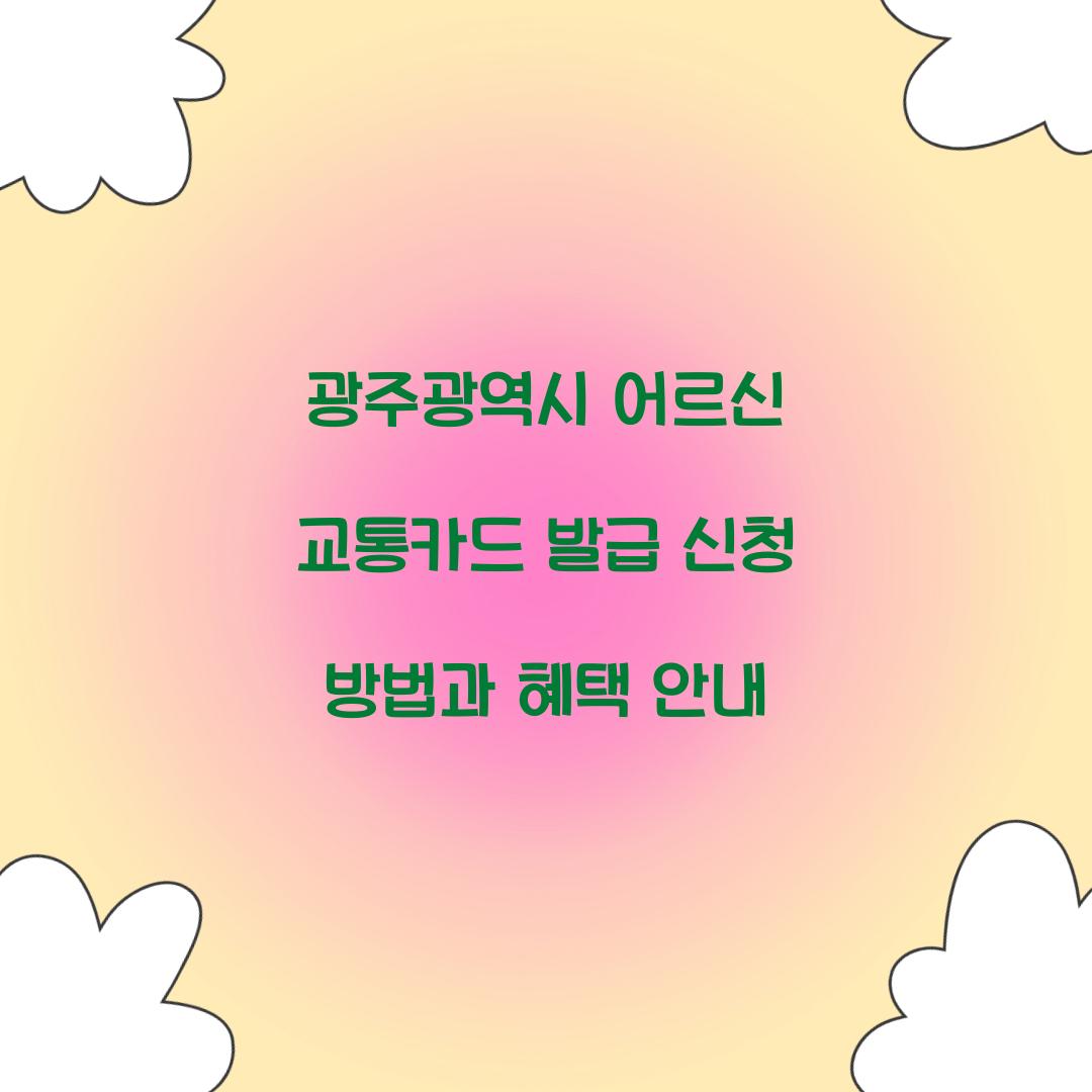 광주광역시 어르신 교통카드 발급