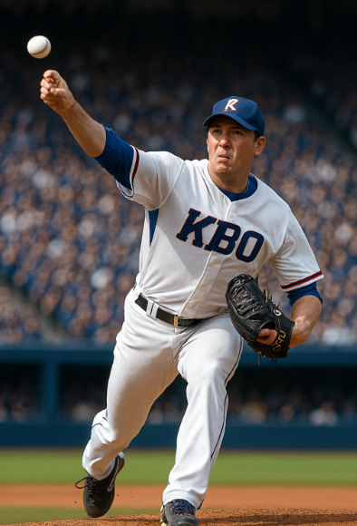 투수가 공을 던지고 있는 모습