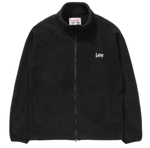 Lee-로고-폴로-플리스-집업-블랙-색상