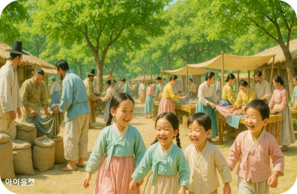 장터의 소란스러운 하루