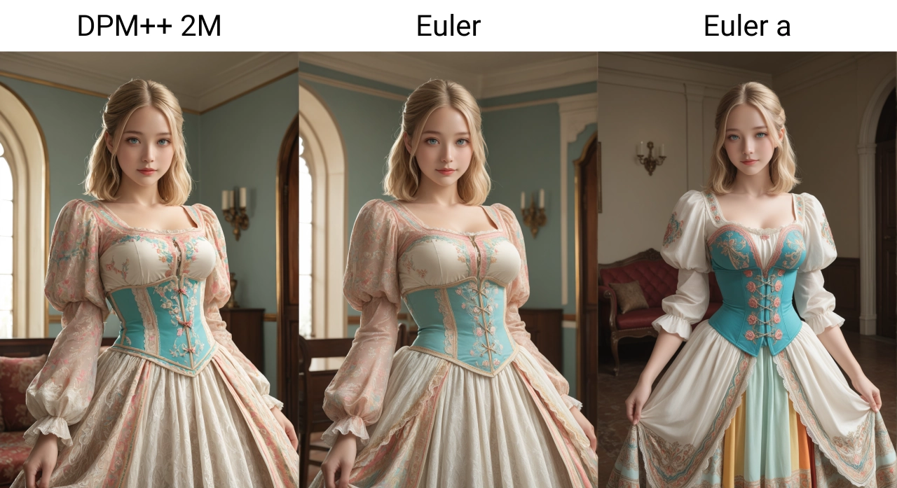 DPM++ 2M과 Euler 비교 이미지