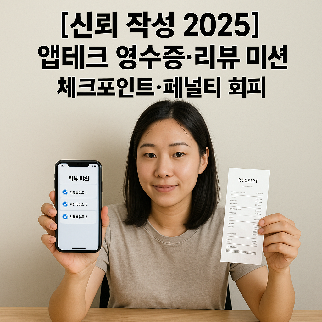 [신뢰 작성 2025] 앱테크 영수증·리뷰 미션 ｜ 체크포인트·페널티 회피