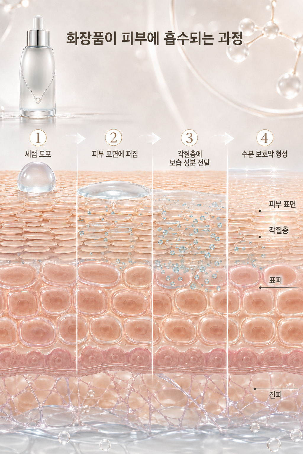 피부 장벽을 통과하는 하이퍼셀 기술의 피부 투입과정