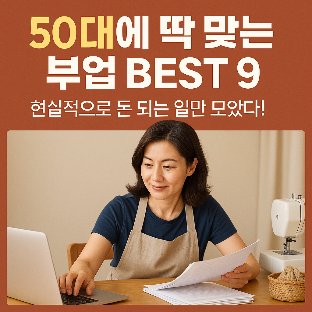 50대에 딱 맞는 부업 BEST 9, 현실적으로 돈 되는 일만 모았다!