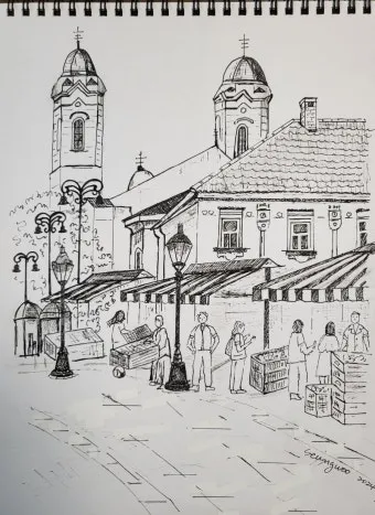 아크릴물감으로 어반스케치 그리기 파주 프로방스 카페로즈에서_9