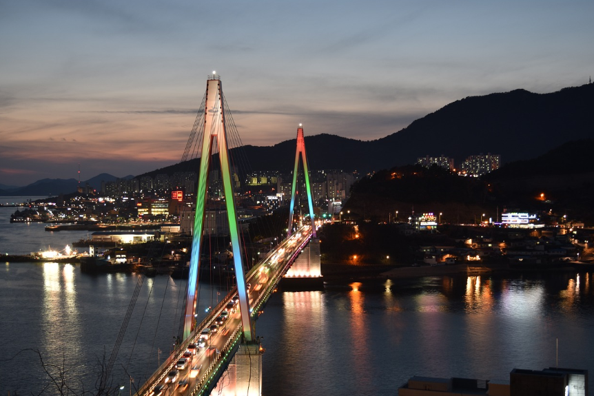 여수 밤바다 다리 사진