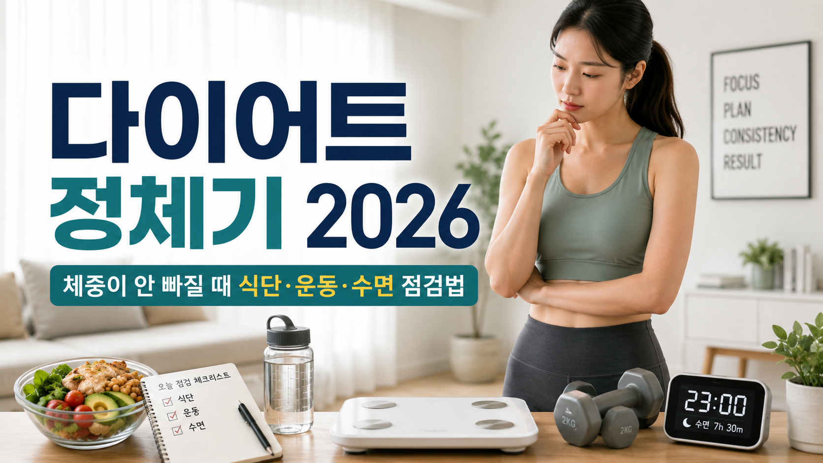 다이어트 정체기 2026|체중이 안 빠질 때 식단·운동·수면 먼저 점검하는 법