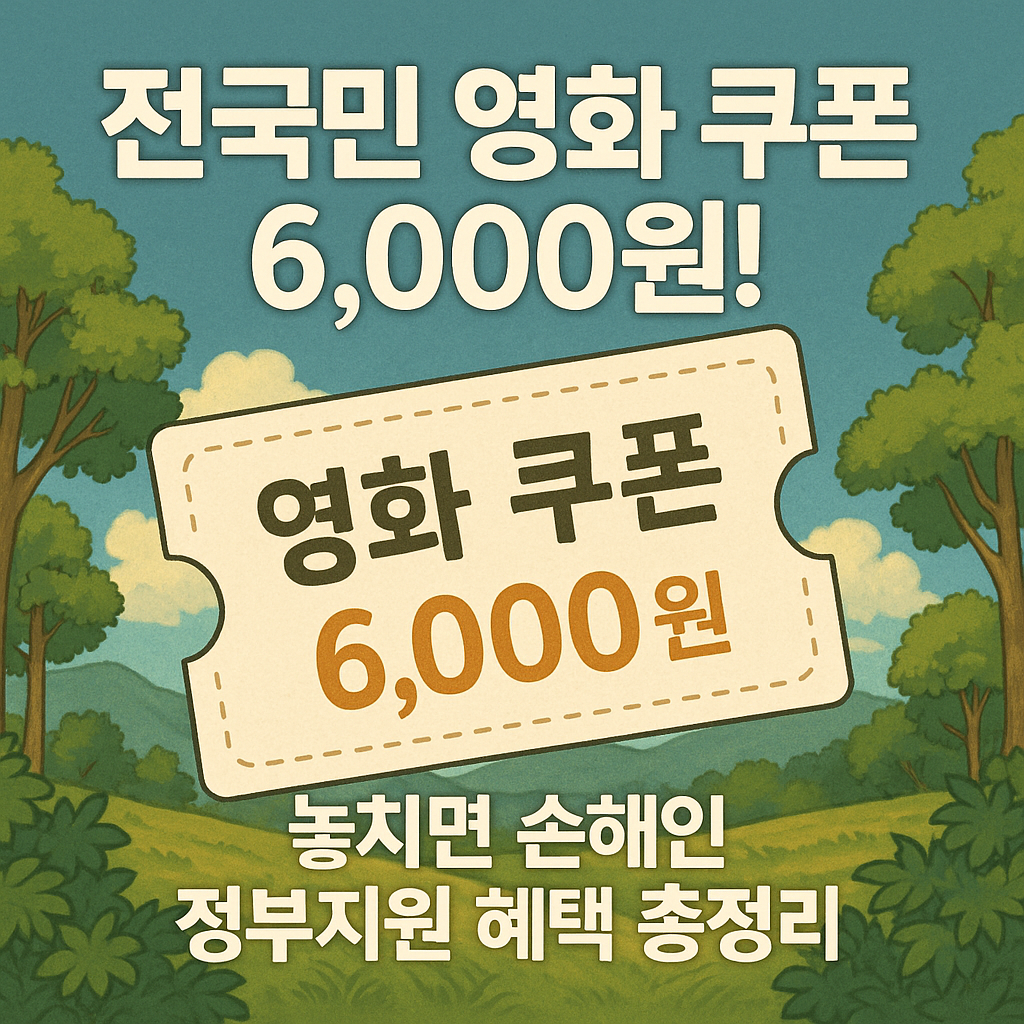 전국민 영화 쿠폰 6,000원! 놓치면 손해인 정부지원 혜택 총정리