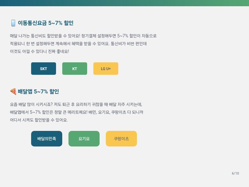 이동통신요금 및 배달앱 혜택