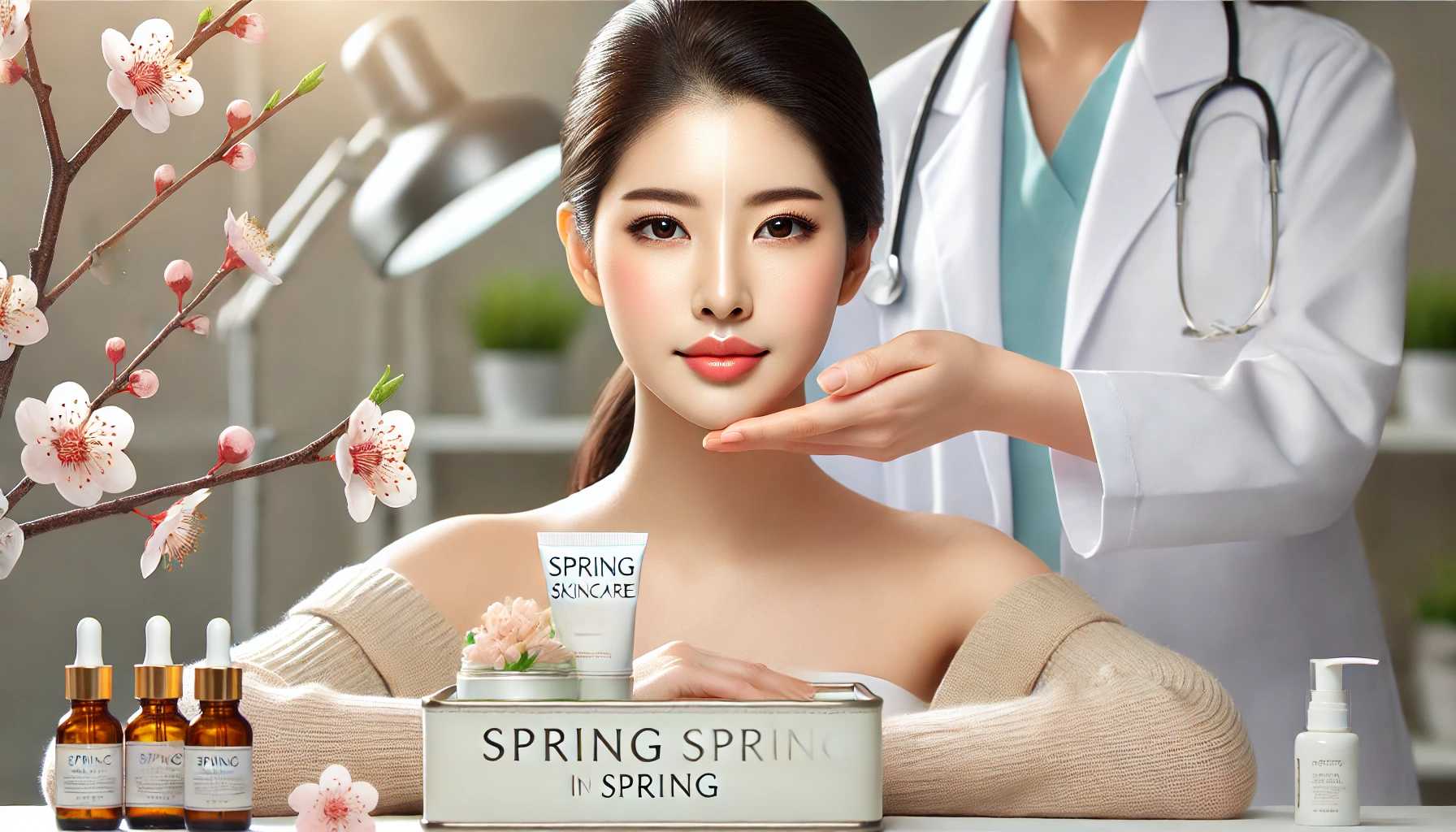 피부과에서 봄 피부 관리 받는 여자