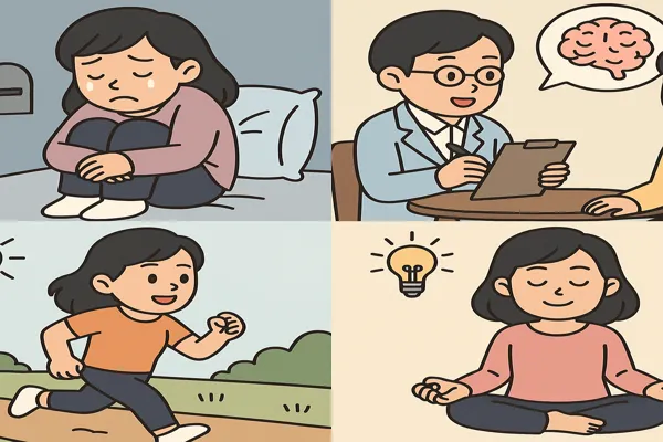 우울증 환자를 돕는 손길 모습