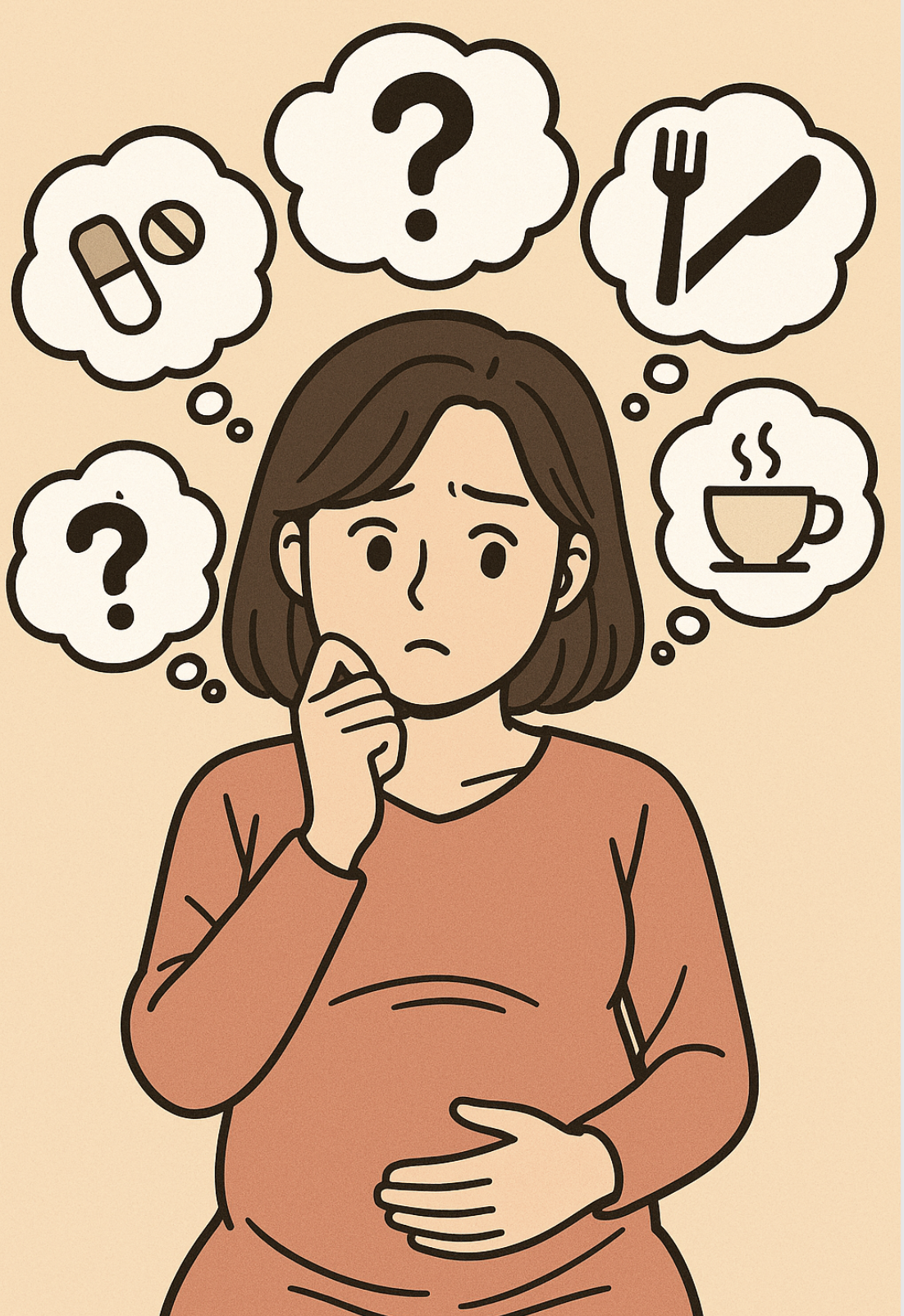 임신 초기에 고민하고 있는 산모