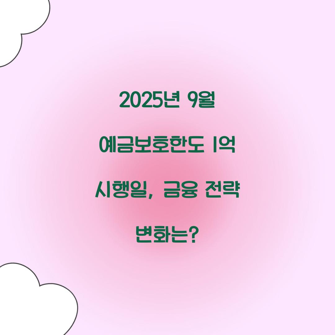 2025년 9월 예금보호한도 1억 시행일