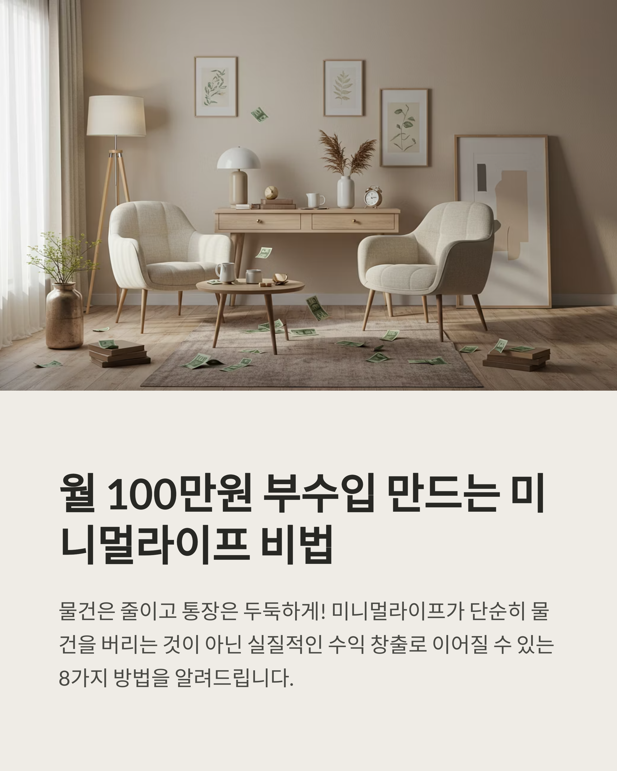 현실적인 미니멀라이프로 월 100만원 부수입 만드는 방법 8가지 총정리
